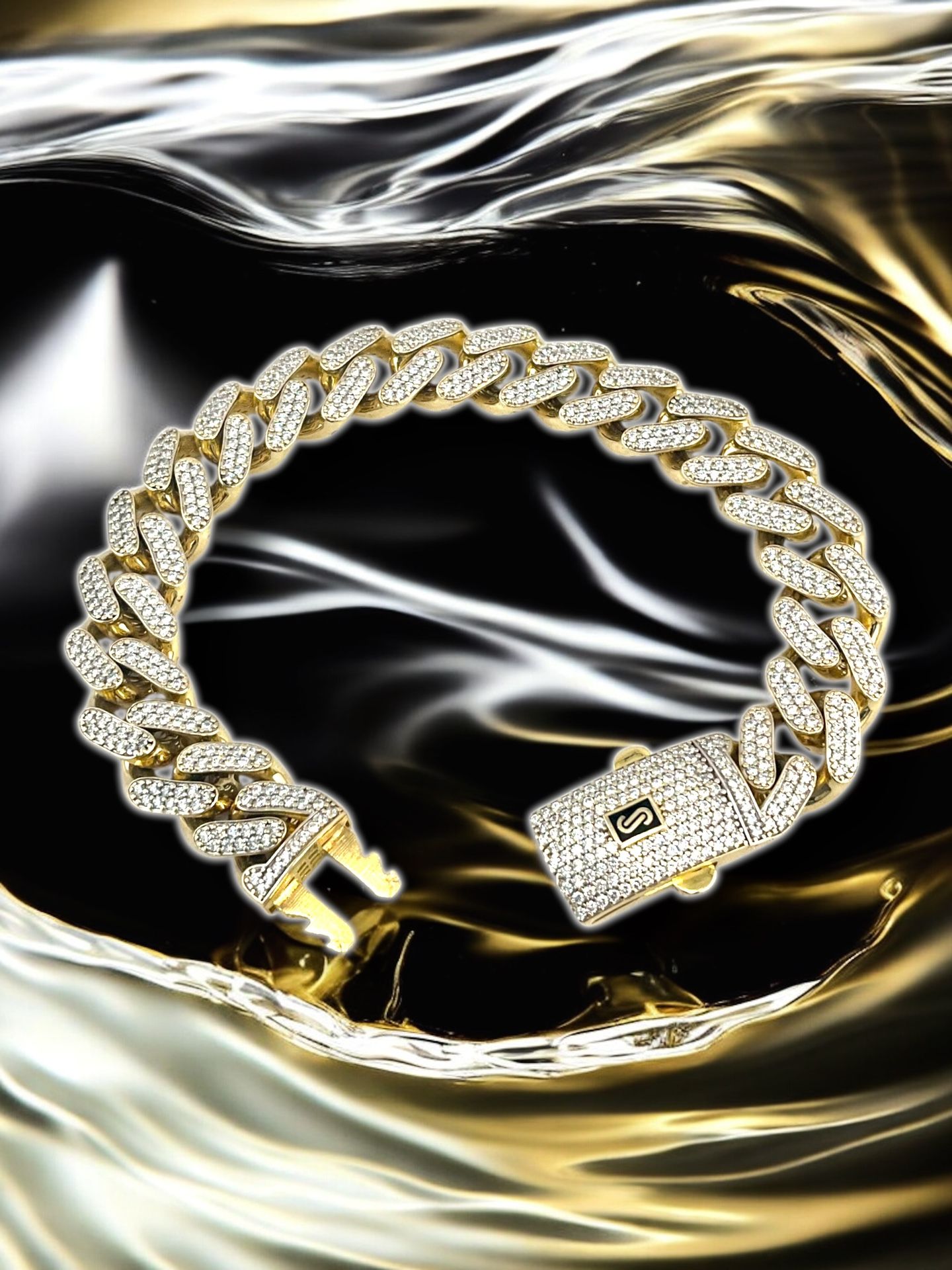 14kt 29.20g Yellow Gold with Ice CZ’s Bracelet.