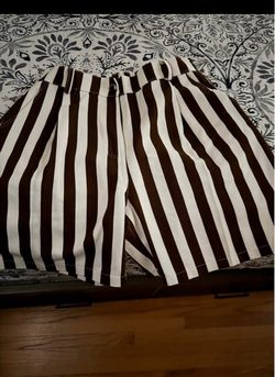 Brown and White Striped Shorts
