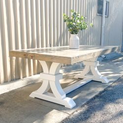 Custom Dining Table Farmhouse Country French Modern Rustic Solid Wood Set Restoration Hardware Insp Bench Hand Built Round Oval Counter Breakfast  