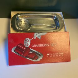 W M Rogers Silverplate Cranberry Set