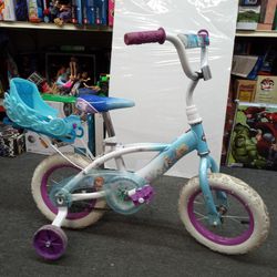 Extra Condition Ready To Ride Frozen Family 12-in Bike With Training Wheels And Baby Doll Carrier