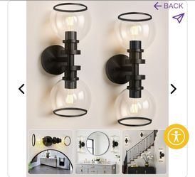 Bathroom Sconces Set of Two, Black  Wall Sconces