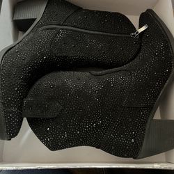 Black Blinged Booties Size 7
