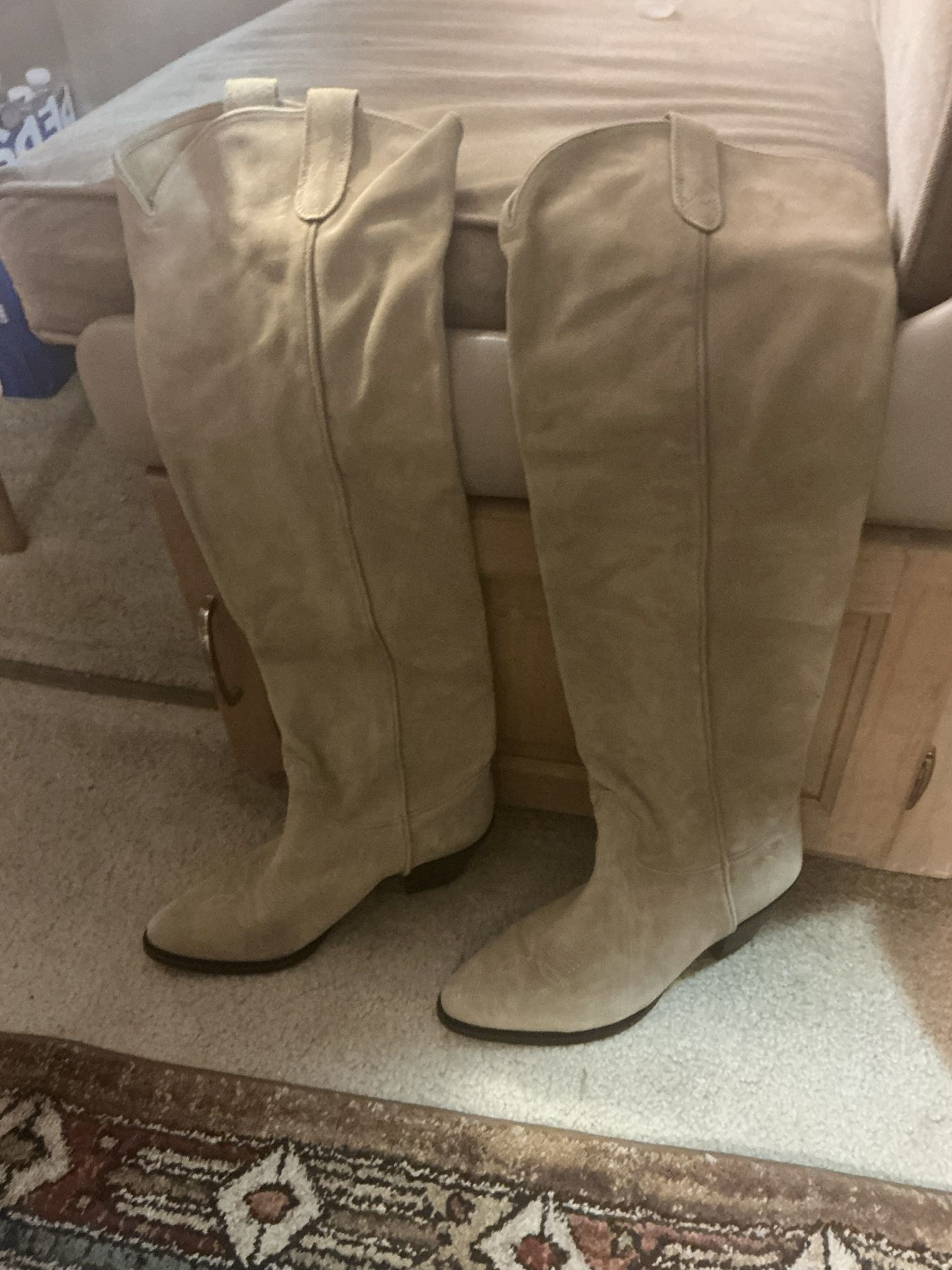 Tan Cream Suede Boots