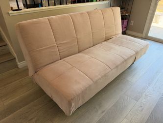Beige Micro-suede Futon Sofa Bed