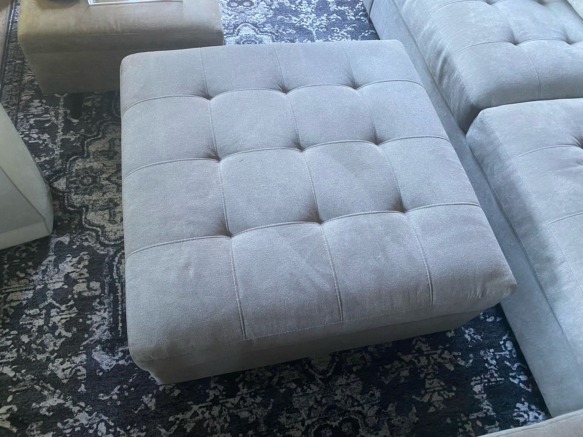 New W/o Tags Grey Chenille Ottoman