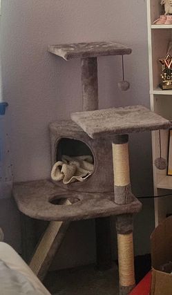 Cat tree scratch post grey