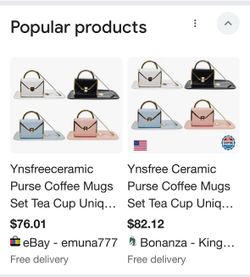 4 different Color Tea Cup, Plate, Spoon Purse Set