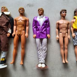 3 Vintage Ken Dolls And Kevin Dolls Mattel Barbie
