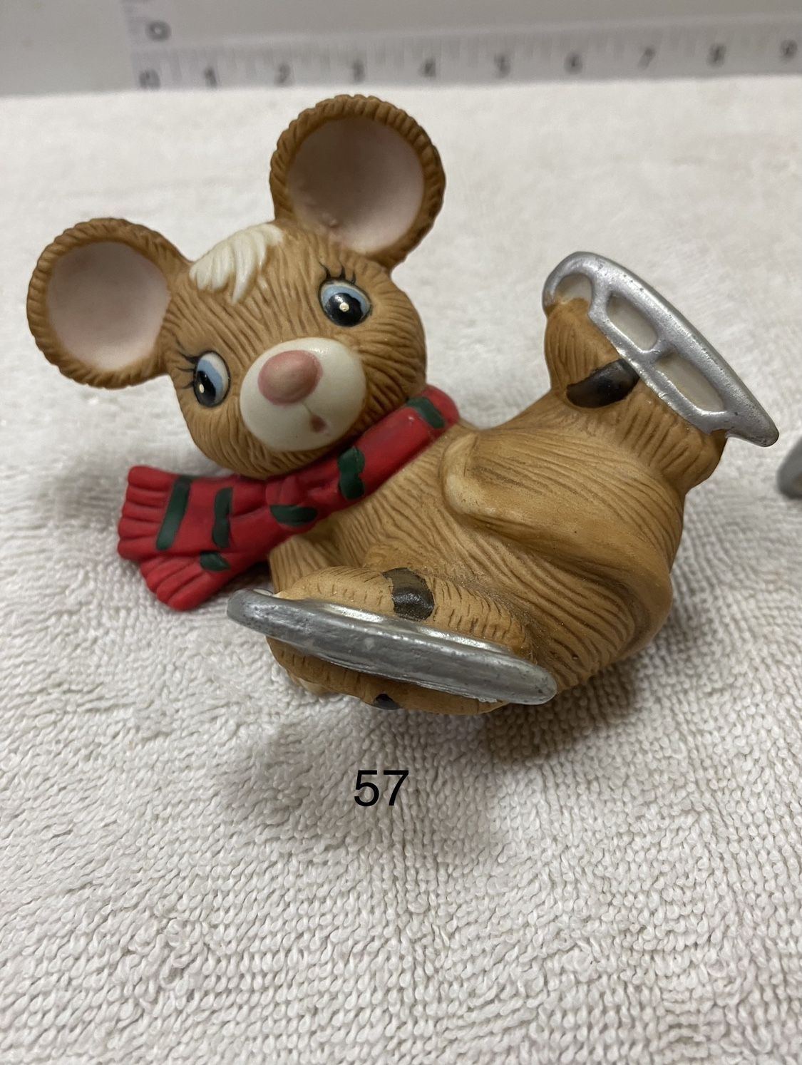 Set of (3) Beautiful (Mint Condition) Vintage Homco Mice Ice Skating Wearing Scarf Christmas Skating Mice Figurines Home Interiors. 