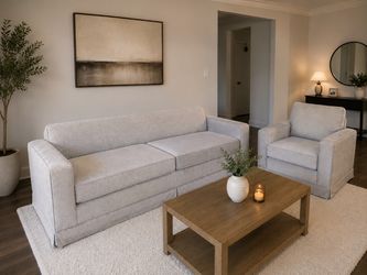 Light Gray Fabric Sofa and Armchair Set