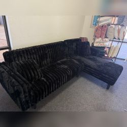 Black jumbo corduroy sectional sleeper sofa bed