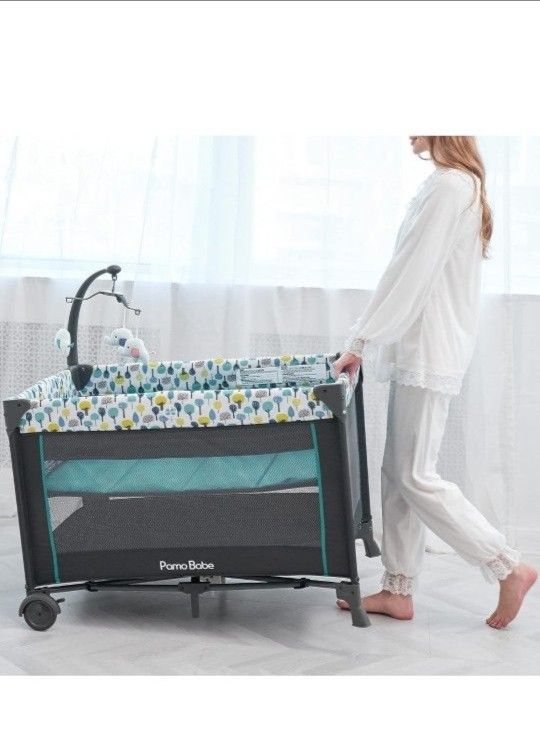 Baby Trend Playpen With Bassinet Portable Crib For Baby, Portable Baby  Playpen With Detachable Bassinet And