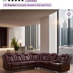 OBO New In Box Power Recliner Sectional With Led Lights And Wireless Chargers