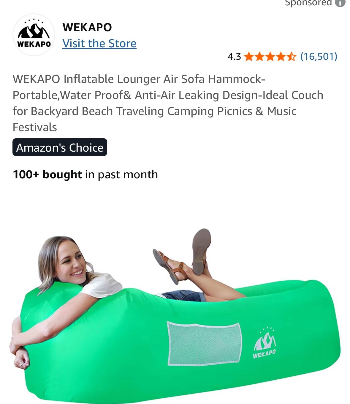 WEKAPO Inflatable Lounger Air Sofa Hammock-
