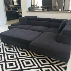 🌟 BRAND NEW DARK GREY SECTIONAL WITH PULL OUT BED! CASH ON DELIVERY!!.. $1275  CASH ON DELIVERY YOU DONT PAY UNTIL WE ARRIVE! 