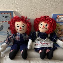 Adorable Raggedy Ann & Andy Doll-1st Edition Book and Coloring Book Bundle 