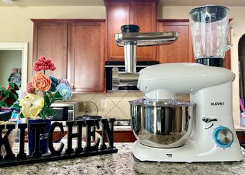 KUPPET 3 in 1 Stand Mixer, 6 Speed Electric Mixer, Tilt Head Kitchen Mixer with Meat Grinder and Juice Blender, 6 Quarts 850W Food Mixer - White