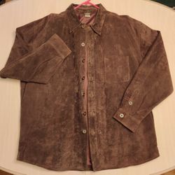 Brown Suede Leather Jacket, XL