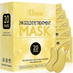 24K Gold Under Eye Patches - 20 Pack Under Eye Mask Amino Acid & Collagen, Under Eye Mask for Face Care, Eye Masks for Dark Circles and Puffiness, Und