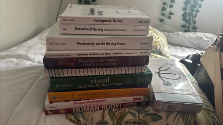 Nursing school books and accessories