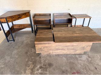Five piece brown wood furniture bundle