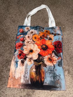 Floral Print Canvas Tote Bag