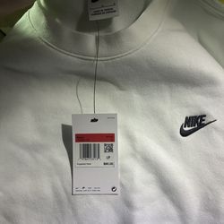 Nike Men's White Club Fleece Crew (Large/White) BRAND NEW