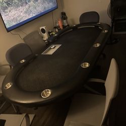 9 Handed Beautiful Poker Table With 10 Chairs 