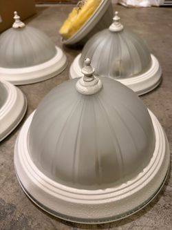 Set of 5 Ceiling Light Fixtures – Frosted Glass