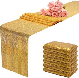 6 PACK 12x108 inch Gold Sequin Table Runner -NEW (2792/2)