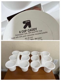 2 New Plastic White Cup Caddy . Each 1$