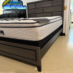 Queen Grey Bed Frame Serta Pillowtop Bed 