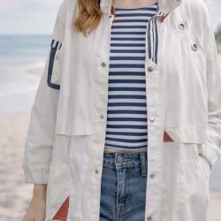Vintage White Nautical Utility Jacket Oversized Women’s Large