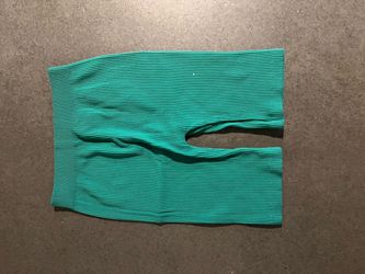 Zara XS Teal Ribbed Knit Biker Shorts