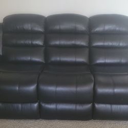 Abbott Black Leather Power Reclining Sofa & Console Loveseat