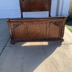 Ornate Queen Sleigh Bed Headboard Footboard Rails Slats