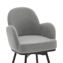 Set of 2 Modern Gray Counter-Height Stools with Armrests