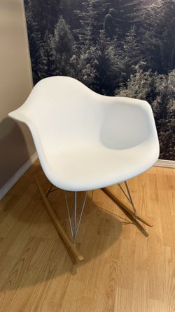 White Mid-Century Modern Eames-Style Rocking Chair