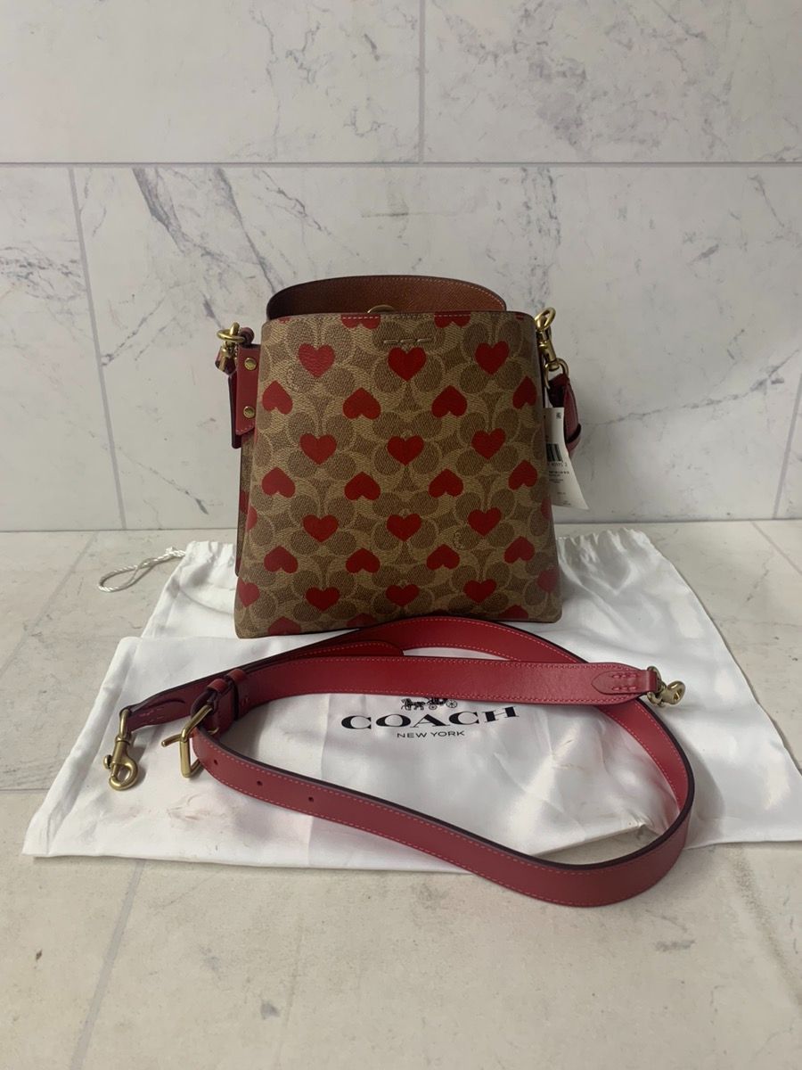 Coach Willow Bucket Bag In Signature Canvas With Heart Print (PO1019287) -Like New Condition