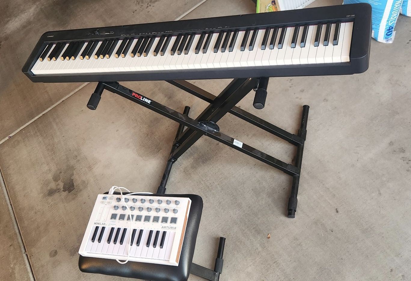 Casio CDP S100 Keyboard and Arturia Minilab with Bench