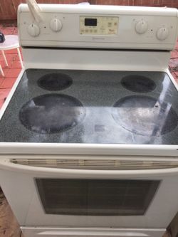 WHITE WHIRLPOOL FLAT SMOOTH TOP STOVE OVEN RANGE DELIVERY EXTRA WORKS PERFECT