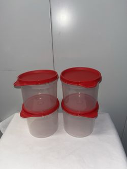 Tupperware Mini Canisters Set of 4 Red Storage Containers New R5