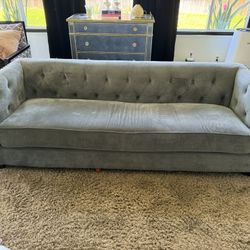 Beautiful Light Grey Tufted Nailhead Trim Sofa Set 