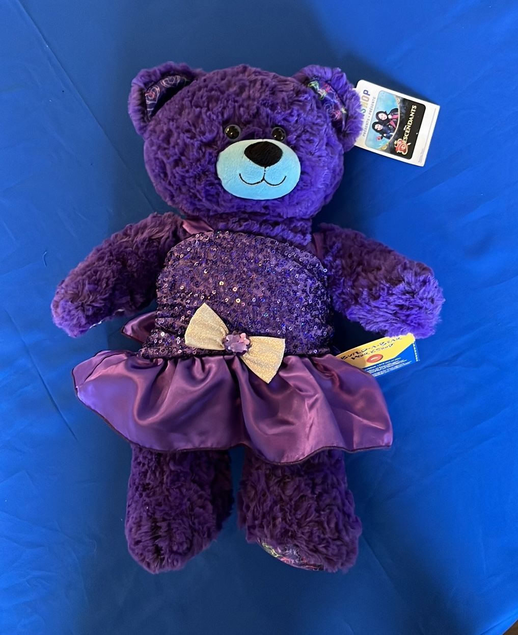 Build A Bear Workshop Disney Descendants Purple Teddy Bear Plush w / Outfit 16" Dress and bear with tags . Excellent conditioner