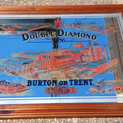 RARE VINTAGE DOUBLE DIAMOND and BURTON on TRENT  foil mirror 