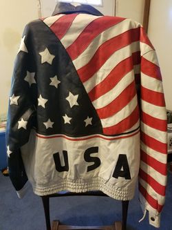 USA American Flag Leather Jacket