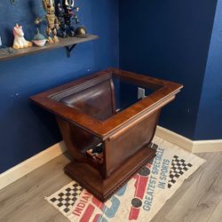 Wooden Coffee Table With Glass Center Piece