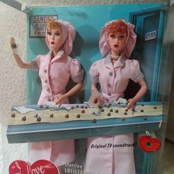 BARBIE. LUCY & ETHEL Chocalate Factory Temporary Job Episode  2008  ' DOLLS  $100.00 Both DOLLS  In Box  LUCY & ETHEL 
