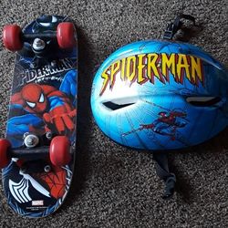 Spiderman Helmet & Spiderman Skateboard Set